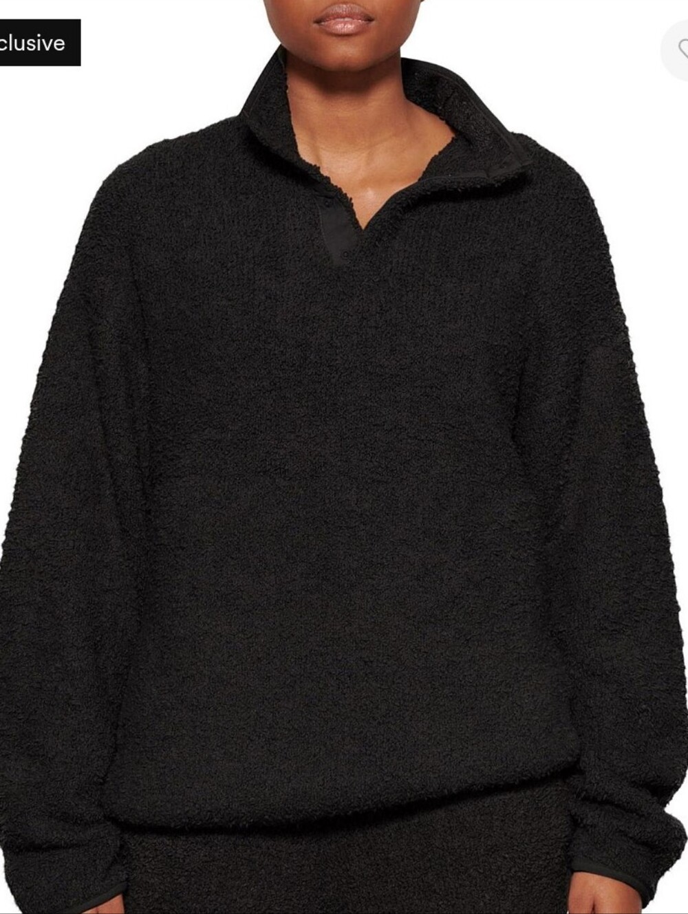 SKIMS Women's Charcoal Sherpa Crewneck Pullover
